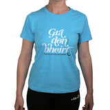T-Shirt: BLUE, short sleeved, Ladies t-shirt with GRÁ DON BHEIRT slogan