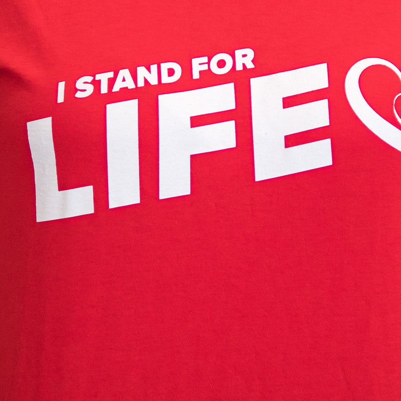 T-Shirt: RED, short sleeved, unisex t-shirt, I Stand for Life Slogan