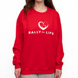 Jumper: RED, long sleeved, unisex jumper with RALLY FOR LIFE Logo