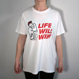 T-Shirt: WHITE, short sleeved, unisex t-shirt with LIFE Will WIN slogan