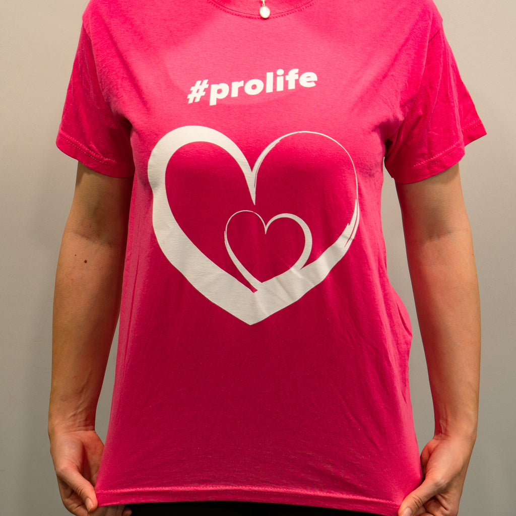 T-Shirt: PINK, short sleeved, unisex t-shirt with Pro Life and Rally Logo